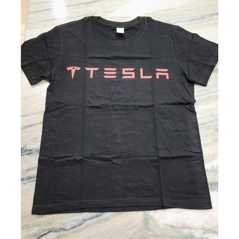 Tesla Black Red Logo Cotton T-Shirt Small NWT